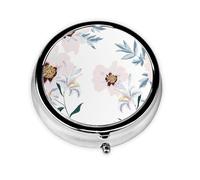 Floral Pattern Pink Peony FlowersMeta Pill Box 3 Compartment Medicine Case,Portable Organizer