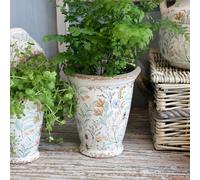 Floral Pattern Plant Pot x1 Vintage Shabby Chic Indoor Outdoor Planter for Cactus, Succulent, Houseplants & Flowers, Antique French Style Flower Pattern Plant Pot **Sold Individually** (Large)