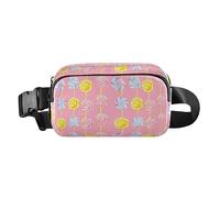 Floral Pattern Red Roses Waterproof Waist Pack Crossbody Bag with Adjustable Strap for Cycling Hiking Gym, Colorful Sweet Lollipop Candy, One Size