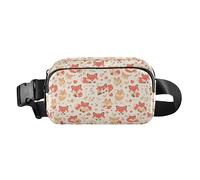 Floral Pattern Red Roses Waterproof Waist Pack Crossbody Bag with Adjustable Strap for Cycling Hiking Gym, Cute Fox Pattern Foxy Endless Cartoon, One Size