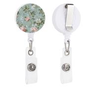 Floral Pattern Style Retractable Badge Reel - Personalized ID Name Badge Holder with Lanyard Cute Badges Reel Holder Round Nurse Doctor Name Tag Badges Clip for Work