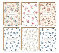 Floral Pattern Thank You Cards with Envelopes, 20 Pack, Blank Greeting Sheets for Handwritten Message, Bulk Multipack Gift Set, Assorted Thank You Decor Notes, Eco-friendly
