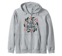 Floral Pattern Veil the Bloom Spring Aesthetic Nature Zip Hoodie
