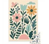 Floral Pattern with Butterfly And Cloud Adult 1000-Piece Jigsaw Puzzle, 38x26cm/1000pcs, Easy to Revisit Throughout The W lean White Cardboard for Sorting