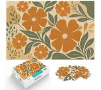 Floral Pattern with Orange Flowers and Leaves Jigsaw Puzzle, 1000 Piece | For a useful gift beyond Christmas Day, this adult jigsaw puzzle with 1000 pieces offers a longer activity for the holidays.