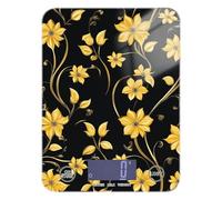 Floral Patterns Gold and Black bariatric digital scale for food 11lb/0.18oz, 5kg/5g mini scales with 4 unit for Espresso Spices Soap Making (Batteries not Included)
