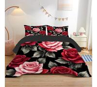 Floral Patterns Single Duvet 7.5 Tog, Soft Reversible Coverless Duvet, Green Leaves Single Quilt for All Seasons, Microfiber Comforter with 2 Pillowcases (135 * 200cm) Ad264