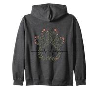 Floral Paw Print with Heartbeat Vines Zip Hoodie