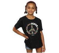 Floral Peace Cotton T-Shirt Woodstock Black 12-13 Years