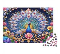 Floral Peacock 1000 Piece Jigsaw Puzzle Recycled Paper Ornate Bird Puzzles for Kids Ages 6 Years Up Family Gaming Time Props Great Gift Idea Home 52x38cm/1000pcs