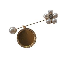Floral Pearls Accent Glass Gemstones Brooch Individualized Picture Frame Jewelry Sturdy Designs Special Occasion Gift Customizable Memorial Pin, 1 photo frame, as described
