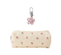 Floral Pencil Case,1 Piece Flower Pencil Case and 1 Piece Flower Keychain,School Supplies,Cute Penc/il C/ase,Girls P/encil C/as/e,Small Makeup Bag,Makeup Brush Bag,Little Flowe/r and Pink Keychain
