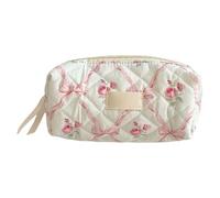 Floral Pencil Case for School - Soft Cloth Cosmetic and Pen Organizer | Waterproof Makeup Bag, Spacious Design for Pens, Color Pens, and Small Accessories, Perfect for Students, Travel, Pink/Blue