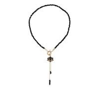 Floral Pendant Necklace Adorned with Triangular Crystals and Stones in Sturdy Alloy for Her Gift Worthy Floral and Stone Necklace