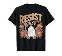 Floral Penguin Protest Activism Resist T-Shirt