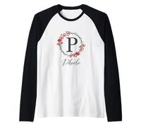 Floral Phoebe Name Flower Personalized Name Phoebe Raglan Baseball Tee