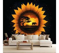 Floral Photo Wallpaper 3D Effect Sunflower Wall Murals for Bedrooms Flower Plants Wallpaper Mural for Boys Bedroom Non-Woven 150x105cm Modern Sofa TV Background Home Decor
