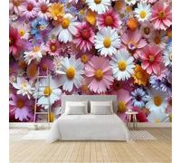 Floral Photo Wallpaper for Bedroom Plants Nature 3D Small Wall Mural, Removable Peel and Stick Self-Adhesive Wall Decal for Boys Girls Living Room Office Decor 99"x 69" W-336