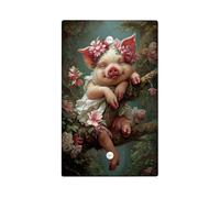Floral Pig Light Switch Cover Plate/Outlet Covers, Peach Country Flowers for Spring Decor, Thermoplastic Wall Plates, Standard Size Blank Cover Plate
