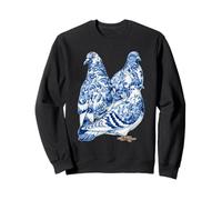 Floral Pigeons with Flowers Delft Art Chinoiserie Blue Toile Sweatshirt