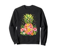 Floral Pineapple Flowers Aloha Hawaii Vintage Hawaiian Art Sweatshirt
