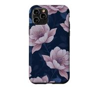 Floral Pink Roses Flower Blossoms Blue Leaves Pattern Case for iPhone 11 Pro