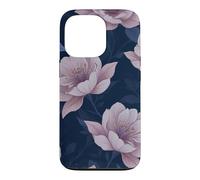 Floral Pink Roses Flower Blossoms Blue Leaves Pattern Case for iPhone 13 Pro