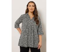 Floral Pintuck Henley Top Evans Black 22-24
