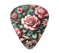 Floral-Plaid-Baroque 12 Pack Guitar Picks With 3 Thicknesses And Storage Box, Abs Plectrums For Electric Bass Guitar Players