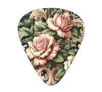 Floral-Plaid-Baroque-Pattern 12 Pack Guitar Picks With 3 Thicknesses And Storage Box, Abs Plectrums For Electric Bass Guitar Players