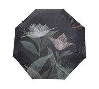 Floral Plant Leaves Artistic Umbrella Windproof Automatic Foldable Umbrells Auto Open Close for Men Women Kids