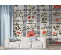 Floral Plant Wall Mural, Self-Adhesive Peel & Stick Wallpaper, Patchwork Garden Design Photo Wallpaper for Living Room & Bedroom (200x140 cm), F-938