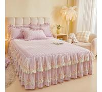 Floral Pleated Bedspread Wrap Around Style Coverlets Bedspreads Anti-dust Bedskirt Bed Protector Three Fabric Sides Valance(ZZ,180X220cm)