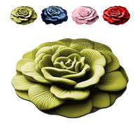 Floral Plush & Diatomaceous Earth Floor Mat, 3D Flower Design Floor Mat, 3D Visual Flower Shaped Diatom Mud Absorbent Rugs, Quick Drying Bath Mat for Bedroom, Kitchen, Living Room (Green, 15.7*15.7in)