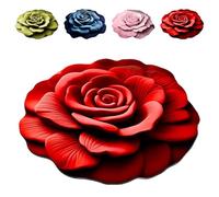 Floral Plush & Diatomaceous Earth Floor Mat, 3D Flower Design Floor Mat, 3D Visual Flower Shaped Diatom Mud Absorbent Rugs, Quick Drying Bath Mat for Bedroom, Kitchen, Living Room (Red, 31.4*31.4in)