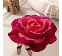 Floral Plush & Diatomaceous Earth Floor Mat, 3D Rose Flower Carpet Diatom-Mud Floor Rug, Super Absorbent Anti-Slip Bath Mat Decorative Doormat for Bedroom, Kitchen, Bathroom, Coffee Table,18,140*140cm