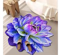 Floral Plush & Diatomaceous Earth Floor Mat, 3D Visual Flower Shaped Diatom-Mud Floor Rug, Realistic Floral Non-Slip Quick Drying Absorbent Mat for Bedroom, Kitchen, Living Room,06,120 * 120