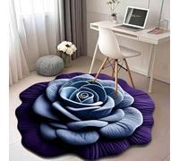 Floral Plush & Diatomaceous Earth Floor Mat, 3D Visual Flower Shaped Diatom Mud Floor Rugs, Suitable for Bedroom, Kitchen, Bathroom, Sofa, Coffee Table (Purple2, 60 * 60CM)