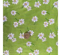 Floral Polycotton Fabric Beautiful Floating * Daisies ON DOTS * in 7 Colour Ways (One Metre) (Dots N Daisies (Lime)