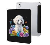 Floral Poodle Dog Cute Protective Case Compatible for IPAD 10代 (10.9in) Trifold Tablet Cover Non-Slip Cases