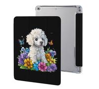 Floral Poodle Dog Cute Protective Case Compatible for IPAD 2017/2018/Air1/Air2 (9.7in) Trifold Tablet Cover Non-Slip Cases