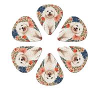 Floral Poodle Notebook Guitar Picks 6 Pack Thin Medium Heavy Thickness Guitars Pick For Acoustic Electric Guitar Ukulele Bass 0.96mm