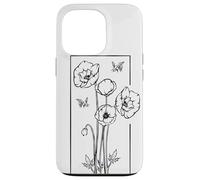 Floral Poppy Poppies Flower with Bees Wildflower Case for iPhone 13 Pro