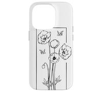 Floral Poppy Poppies Flower with Bees Wildflower Case for iPhone 14 Pro