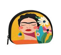 Floral Portrait Silhouette Small Shell Coin Purse with Zipper for Women, Lightweight Durable Portable Bag for Storage Coins Keys Lipstick