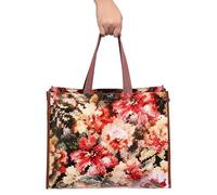 Floral Print Bag for Life - Pack of 3 - Bag with Floral Design with 2 Brown Handles - Perfect for World Book Day and Other Fancy Dress Events