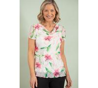 Floral Print Bias Cut Cowl Neck Top Anna Rose Ivory 20