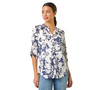 Floral Print Burnout V-Neck Shirt Roman Navy 12