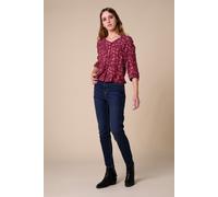 Floral Print Button Front Blouse Enorsia Red 8