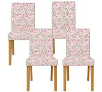 Floral Print Chair Covers for Dining Chairs, Stretch Washable Spandex Seat Protectors, Elegant Decorative Slipcovers for Kitchen Dining Room 4pcs